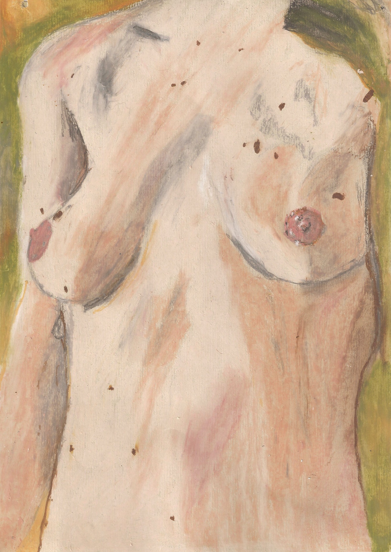 oil pastel drawing of my torso